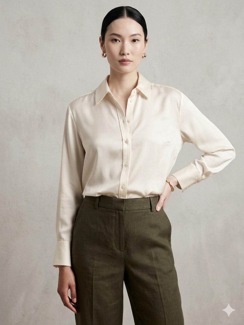 Banana Republic White Petite XS Button-Up Shirt